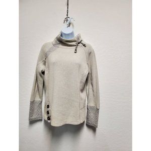 Prana Lucia Gray Wool Pullover Sweater Quick Dry Buttons XS Womens